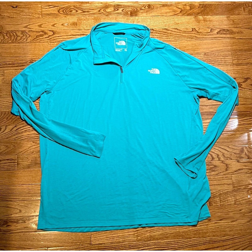 The North Face Mens Teal Wander Shirt Pullover 1/4 Zip Outdoor Lightweight Tops
